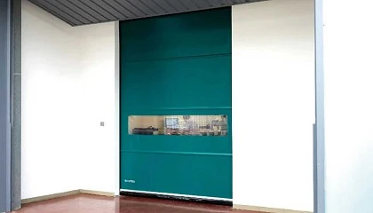 Foto de Puerta rpida de aluminio reforzada, garanta para sectorizar interiores en supermercados