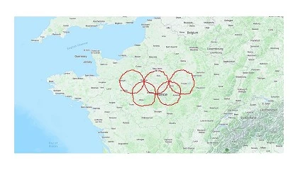 Foto de Dos ciclistas dibujan unos gigantescos anillos olmpicos en Francia despus de 10 das pedaleando