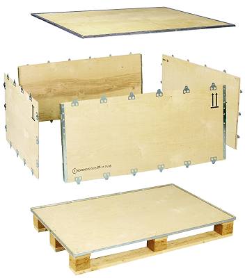 Prehistórico Recomendación Industrializar Cajas de madera plegables con paleta para embalaje Nefab ExPak S - Química  - Cajas de madera plegables con paleta para embalaje