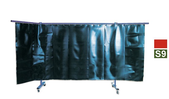 Foto de Biombo de 3 piezas con cortina lama