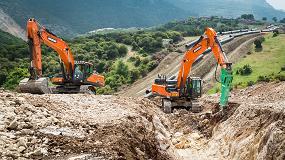 Foto de 52 excavadoras Doosan en uno de los proyectos de gasoducto ms importantes de Europa