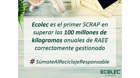 Foto de Ecolec, primer Scrap en superar los 100 millones de kilogramos anuales de RAEE correctamente gestionados