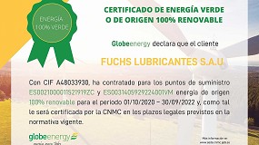 Foto de Fuchs Lubricantes obtiene el certificado de energa verde de Globeenergy