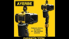 Ayerbe desarrolla un nuevo polipasto elctrico de cadena con control en el gancho