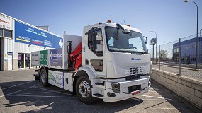 Un camin elctrico con gra se incorpora a la distribucin de materiales de construccin en Valncia