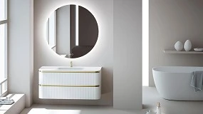 Foto de Colossus, de Decosan, explora el relieve y las formas curvas en el mobiliario de baño