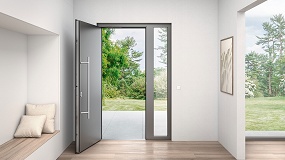 Foto de Bisagra de puerta oculta Roto Solid C y limitador de giro para puertas de aluminio modernas