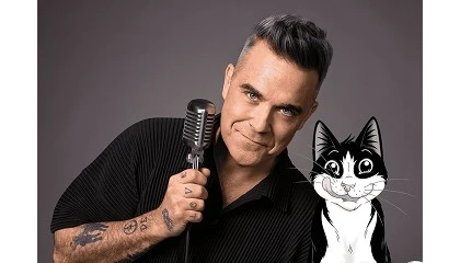 Foto de Nestl Purina revela que Felix es el patrocinador principal del Tour Europeo 2025 de Robbie Williams