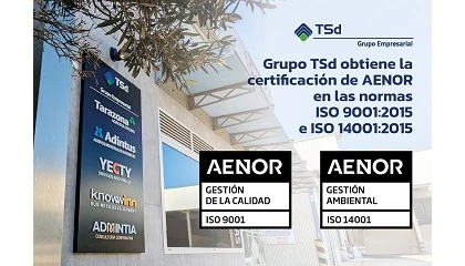 Foto de Grupo TSd obtiene la doble certificacin de AENOR en las normas ISO 9001 e ISO 14001