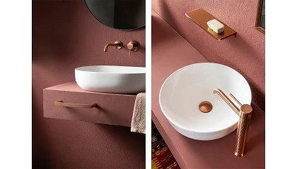 Foto de Los accesorios de baño Ergos de ramonsoler, también disponibles en acabado cobre cepillado