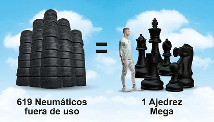 Foto de Sabas que el ajedrez ms grande del mundo est hecho con neumticos reciclados?