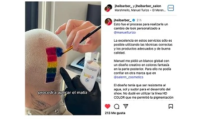 Foto de Jhei Barber firma el nuevo look de Manuel Turizo con productos de Salerm Cosmetics
