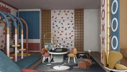 Foto de Espacios que estimulan la imaginación: una sala de juegos con identidad cromática