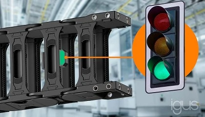 Picture of El nuevo indicador EC.WLC muestra la vida útil de las cadenas portacables de Igus con los colores del semáforo