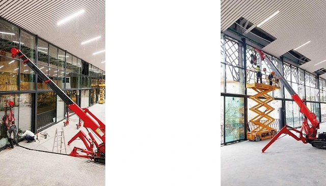 Foto de Spain Crane aporta sus mini grúas compacta y ventosas de vacío en la instalación de vidrio de gran formato