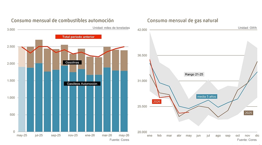 Foto de El consumo de combustibles de automoci�n cay� un 4,2% en mayo de 2026