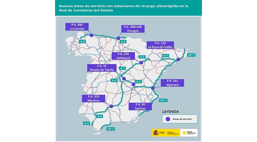 Foto de El Gobierno autoriza a licitar la construcci�n y explotaci�n de estaciones de recarga ultrarr�pidas en ocho �reas de servicio por 612 millones de euros