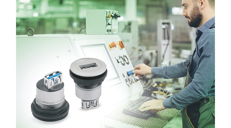 Foto de Tomas hembra USB y RJ45 integradas para ingenier�a mec�nica y automatizaci�n