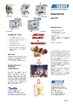 Fruta: separadoras/recuperadoras Baader Serie 600. Fruta Recuperadoras de pulpa. Separadoras de partes duras y blandas (Ej. pepitas/piel y pulpa)