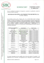 Certificacin SOHISCERT (Anexo I).