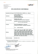 Declaracin conformidad ANSIZ358.1-C