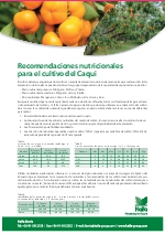 Recomendaciones nutricionales para el cultivo del Caqui (Regado)