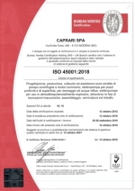 Certificado Caprari Italia ISO 45001 SDG Salud y seguridad