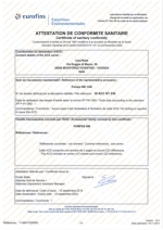 Certificado de conformidad sanitaria