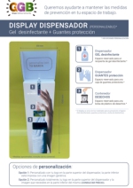 Display dispensador de gel desinfectante y guantes personalizable