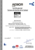 Certificado UNE-EN ISO 9001:2015 Para el diseo, desarrollo, comercializacin y puesta en marcha de maquinaria para la produccin de tubera de poli(cloruro de vinilo) orientado (PVC-O) para el transporte de fluidos a presin | Getafe
