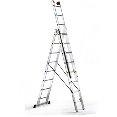 Escalera Profesional De Aluminio De Apoyo Extensible Con Barra