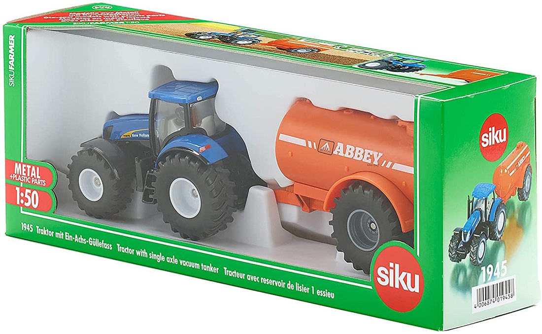 Foto de Tractor New Holland de juguete con remolque cisterna