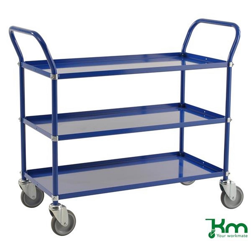 Carro de servicio color azul con 3 estantes Kongamek Km3106 - Química