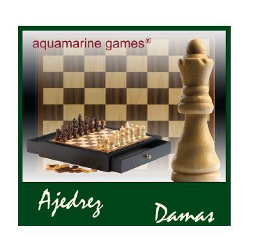 Ajedrez, y damas en mueble lacado negro - Aquamarine Games - Cucutoys
