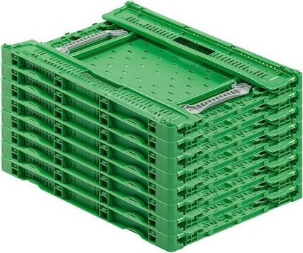 Caja plegable Plástico Verde 400x600 47L Laterales perforado