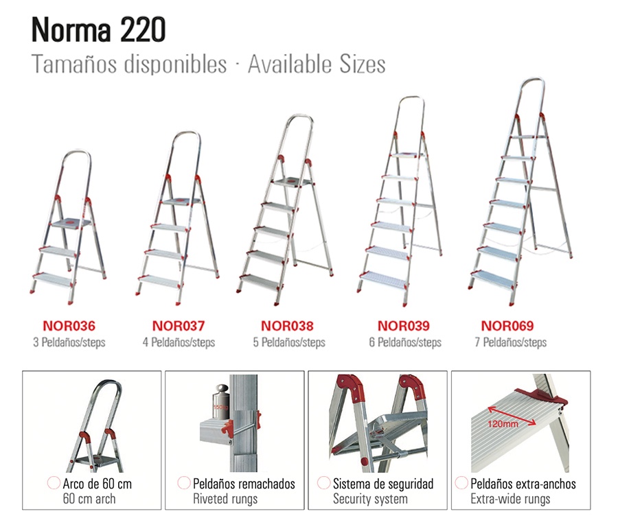 Escalera Aluminio Rolser Norma 220 5 Peldaños anchos