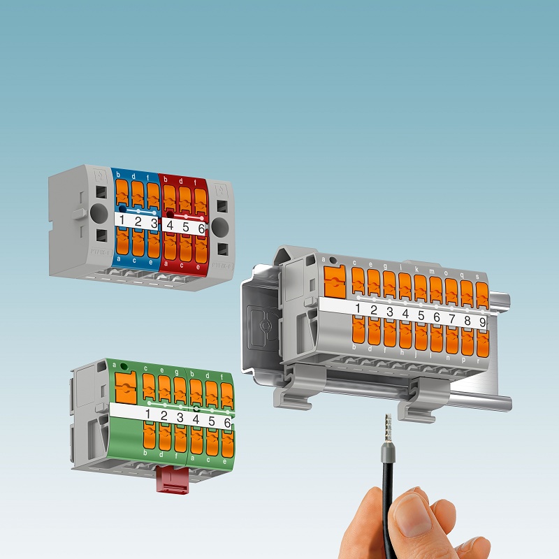 Foto de Bloques de distribución compactos y modulares con conexión push-in lateral