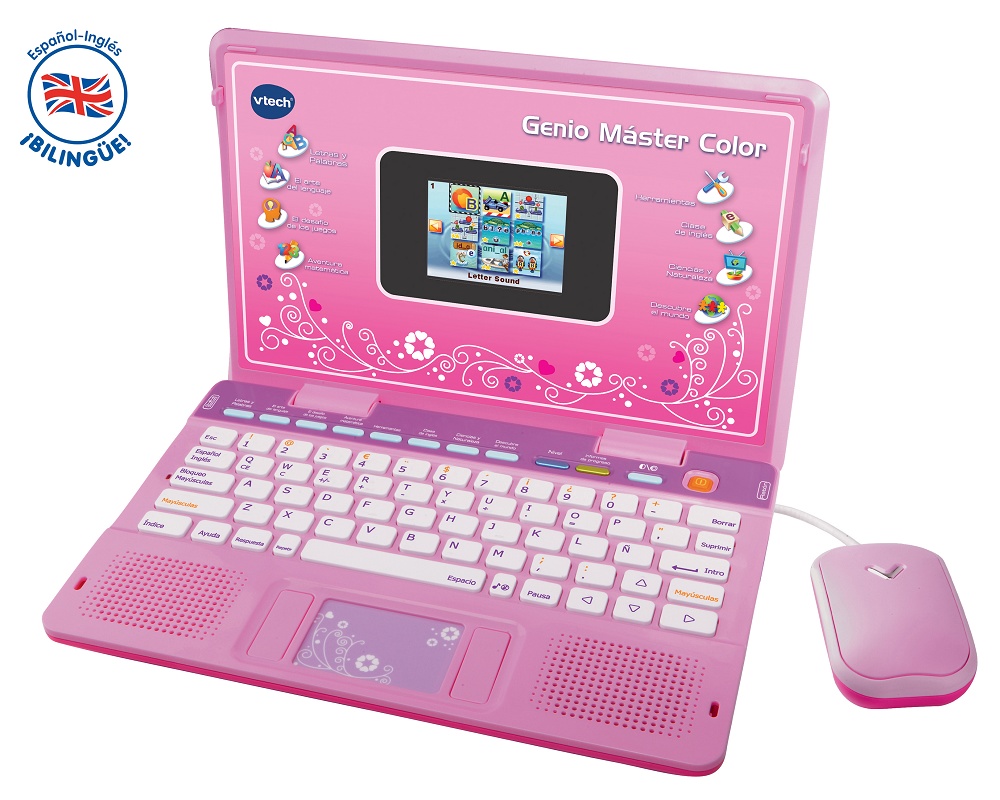 Ordenador portátil infantil Vtech Máster Color rosa bilingüe - - Ordenador portátil