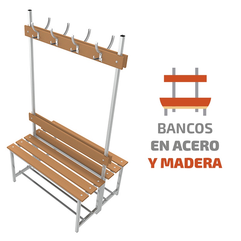 Foto de Bancos en acero y madera