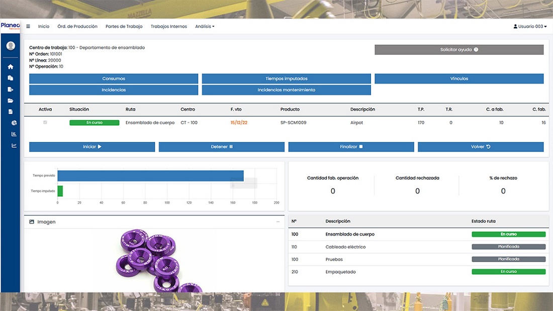 Foto deSoftwares para la captura de datos en planta