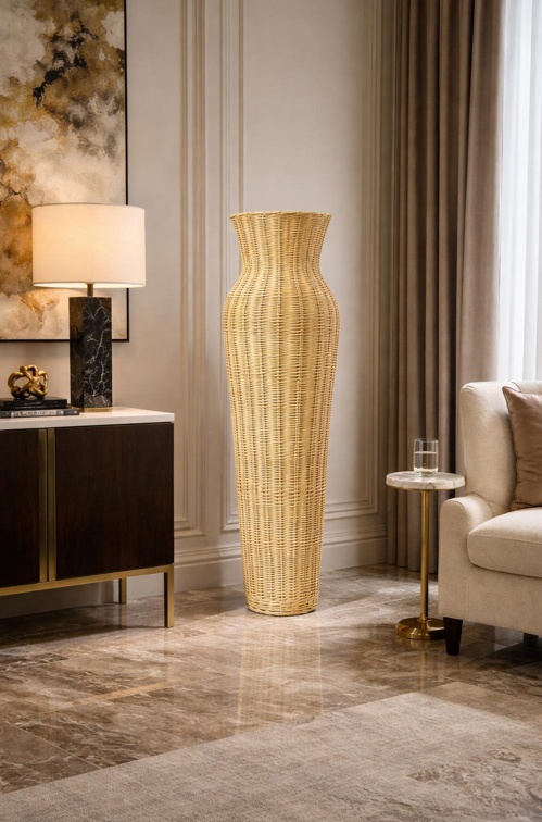 Foto de Jarrón de gran formato elaborado en fibra natural