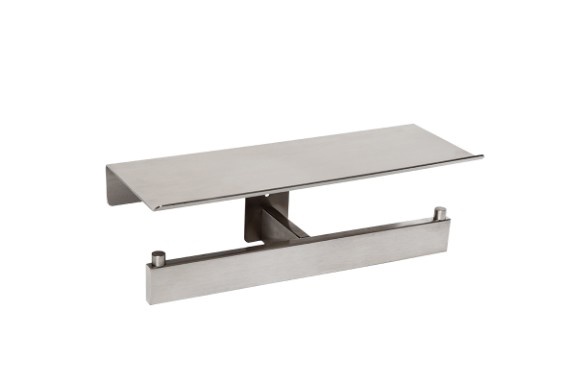 Foto de Portarrollos dobles con estante en acero inoxidable