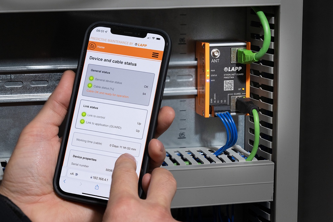 Foto de Dispositivo para monitorizar cables de datos en movimiento