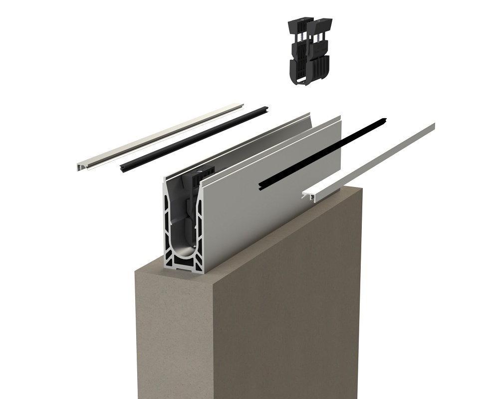 Foto dePerfiles para barandillas de vidrio para montaje en suele y sobre murete