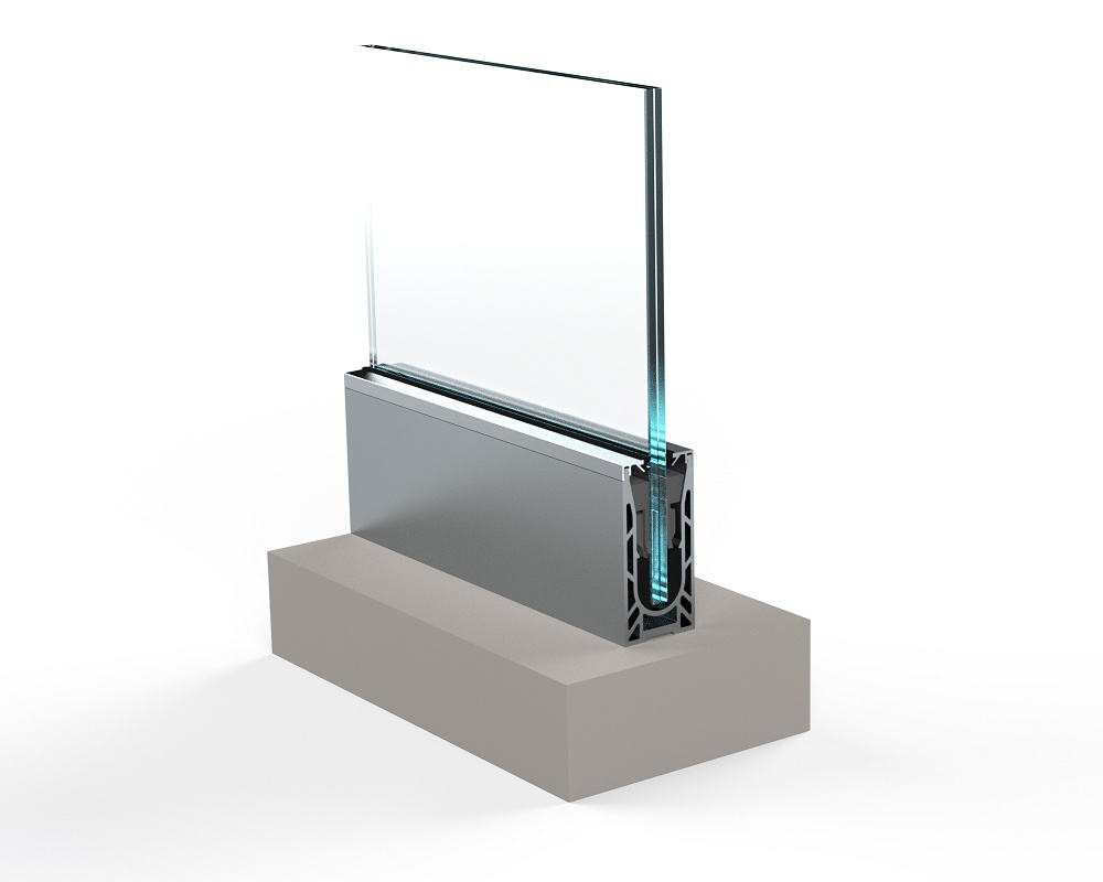 Foto dePerfiles para barandillas de vidrio para montaje en suele y sobre murete