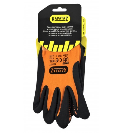 Foto deGuantes de nylon con espuma ultrafina de nitrilo y puntos antideslizantes