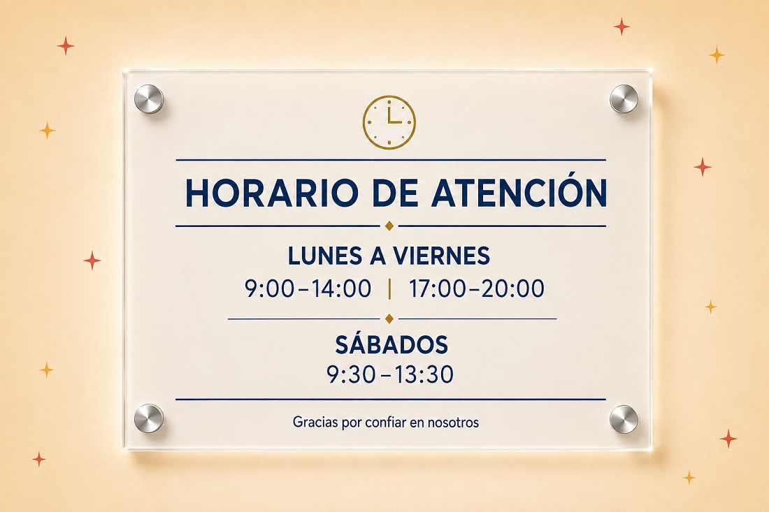 Foto de Placas de horario de atención en metacrilato sublimado