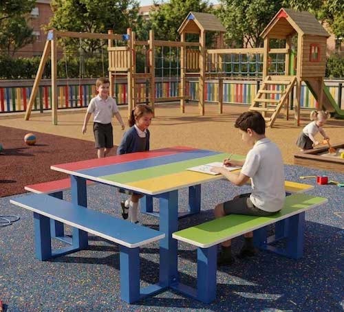 Foto deMesas de pícnic infanties de HDPE y acero