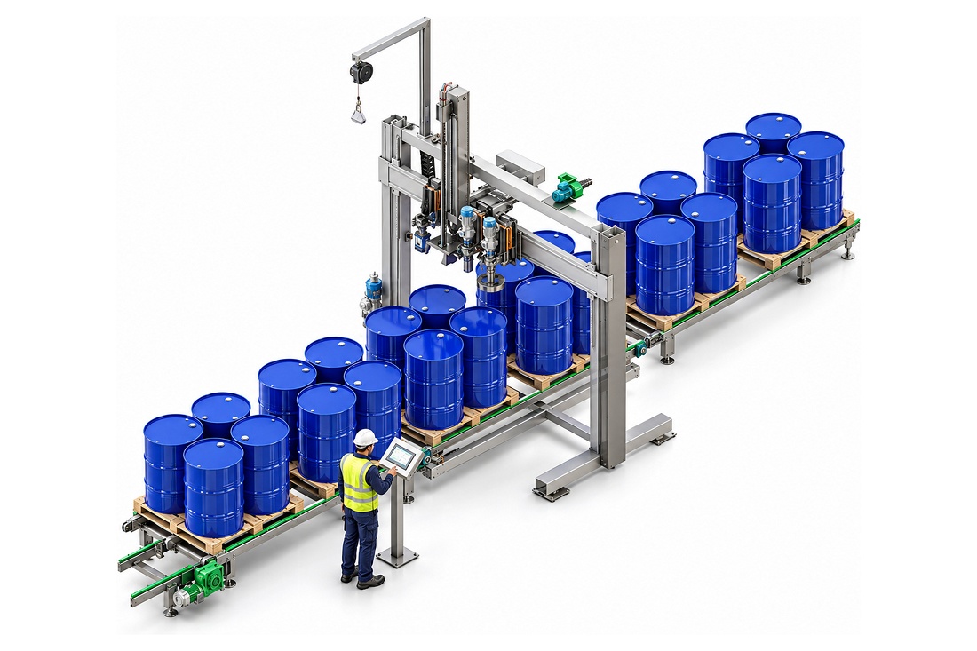 Foto de Llenadoras automáticas por peso para bidones e IBC sobre palé