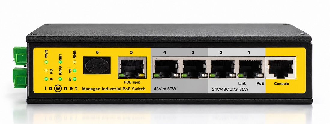 Foto de Switches industriales gestionables con cinco puertos ethernet y alimentaciones poe